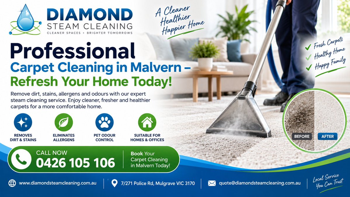 robertpurcell39's tweet photo. ✨ Professional Carpet Cleaning in Malvern – Refresh Your Home Today! ✨

https://t.co/SKExfS332v

#CarpetCleaning #Malvern #CarpetCleaningMalvern #SteamCleaning #WindowCleaning #CurtainCleaning #MoveInOutCleaning #Mopping #MelbourneCleaning #ProfessionalCleaning #HomeCleaning https://t.co/uwmkYHnqZF