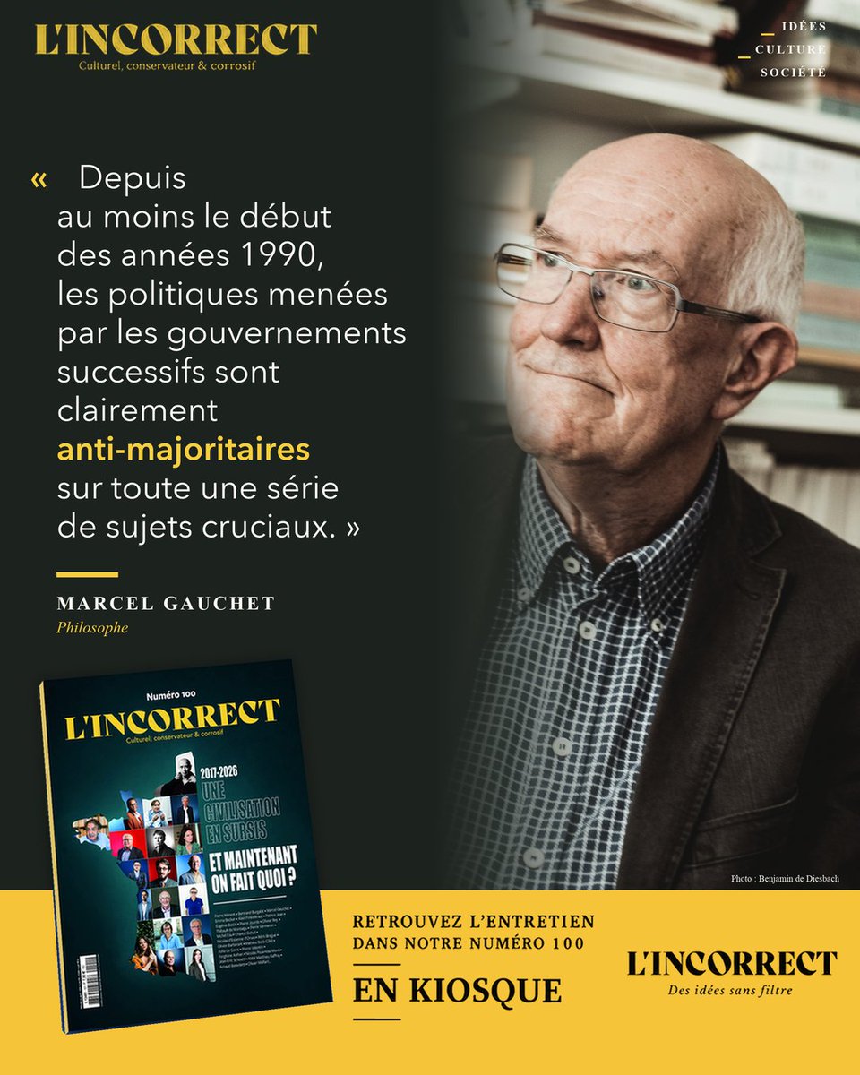MagLincorrect's tweet photo. 🔴 Du référendum de 2005 aux institutions européennes : Marcel Gauchet analyse la défiance démocratique.

➡️ L’entretien est à lire dans notre numéro 100.
🔗 https://t.co/Pc4KKkzgaC https://t.co/Hq40Ftrncm