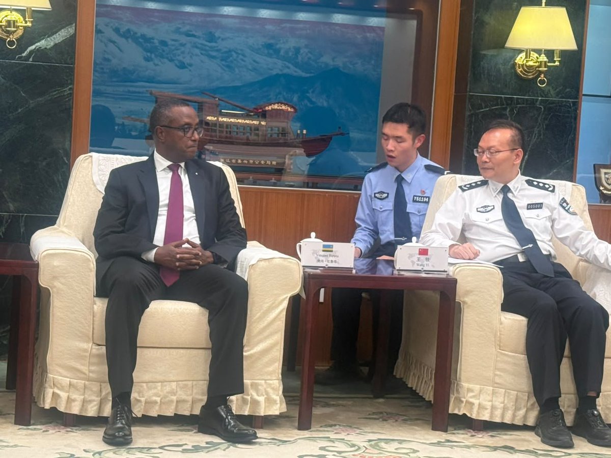 RwandaInterior's tweet photo. Today, on the final day of the visit to China, Minister @Vbiruta  and the Inspector General of @Rwandapolice  (IGP) @fnamuh visited the People’s Public Security University of China in Beijing and engaged with the University leadership on strengthening collaboration in various training programmes.
The University currently hosts 12 Rwandan law enforcement officers attending an anti-telecom fraud course under the China–EAPCCO partnership.