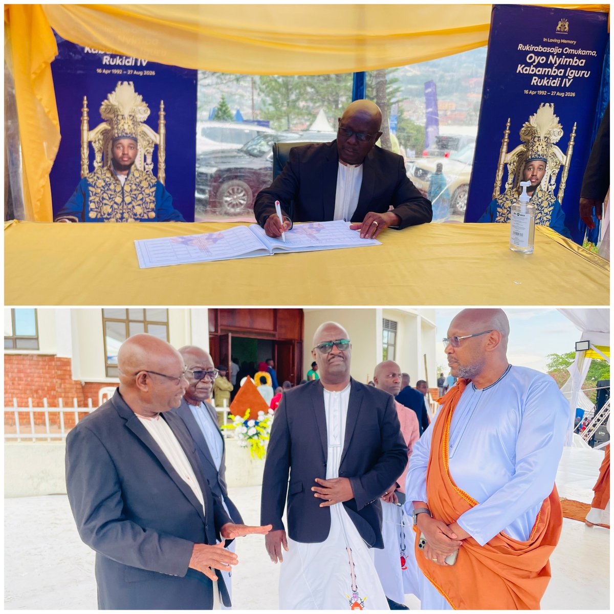 Bunyoro_Kitara's tweet photo. Bunyoro-Kitara Kingdom Pays Last Respect to King Oyo

 Bunyoro-Kitara Kingdom has paid its last respects to the fallen King of Tooro, Ikingura Dr. Oyo Nyimba Kabamba Iguru Rukidi IV, at Karuziika Royal Palace in Fort Portal.

Bunyoro-Kitara Kingdom delegation was headed by the Prime Minister, Owek. Andrew Byakutaga Ateenyi, and the Chairperson of the Royal Commission, Omujwarakondo Dr. Kabagambe Kaliisa Ateenyi. 

They were accompanied by the Head of Royal Regalia, Owek. George Muhuruzi Akiiki; Assistant Batebe, Kabatalya; Chief Administrative Secretary (CAS), Alex Katusabe Abooki; Production and Tourism Officer, Omuny. Atuha Moses Amooti; and other kingdom officials.

The delegation was warmly received by the Prime Minister of Tooro Kingdom, Owek. Calvin Armstrong Rwomire Akiiki.

The Bunyoro-Kitara Prime Minister and the Chairperson of the Royal Commission signed the condolence book before they were led to pay their last respects to the late Ikingura Dr. Oyo Nyimba Kabamba Iguru Rukidi IV.

After paying their respects, Prime Minister Owek. Andrew Byakutaga Ateenyi addressed hundreds of mourners gathered at Karuziika Royal Palace, conveying the heartfelt condolences of RA Omukama Dr. Solomon Gafabusa Iguru I, Bunyoro-Kitara Kingdom and the people of Bunyoro-Kitara to the Royal Family and the people of Tooro Kingdom.

The Prime Minister extended condolences to the Queen Mother of Tooro Kingdom, Best Kemigisa; the Batebe, Ruth Komuntale; the Prime Minister, Omujwera Musuga; the entire Tooro Kingdom Cabinet; and the people of Tooro.

Owek. Byakutaga emphasized the deep historical and cultural bond between Bunyoro-Kitara and Tooro, describing the two kingdoms as people of one heritage and one flesh.

“Tooro and Bunyoro-Kitara are one people, born of the same flesh. What happens in Tooro touches our hearts deeply,” he said.

The Prime Minister commended the Queen Mother, @QueenOlimi Kemigisa, for raising a King who, throughout his reign, became a pillar of Tooro Kingdom and whose influence extended beyond the borders of the kingdom and Uganda.

He described Ikingura Dr. Oyo Nyimba Kabamba Iguru Rukidi IV as a peacemaker, unifier, cultural and tourism ambassador, and a leader committed to the wellbeing and development of his people.

Owek. Byakutaga recalled that the late King maintained a strong relationship with his caretaker, His Majesty Omukama Dr. Solomon Gafabusa Iguru I, and regularly paid courtesy visits to the Omukama.

He further highlighted the late King's commitment to transforming the lives of his people through initiatives in agriculture, information and communication technology (ICT), skilling, education, culture and tourism.

The Prime Minister called upon the people of Tooro to remain united, peaceful and loving during the difficult period of mourning, as the kingdom grieves the loss of a cherished and respected King.

As a gesture of solidarity and support, Bunyoro-Kitara Kingdom also delivered nine (9) cows to support Tooro Kingdom in preparations for the burial of Ikingura Dr. Oyo Nyimba Kabamba Iguru Rukidi IV.

The gesture underscores the enduring brotherhood, cultural ties and solidarity between the two great kingdoms of Bunyoro-Kitara and Tooro during this difficult moment.

More details to follow.