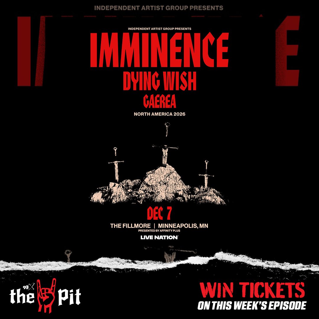 ThePit93x's tweet photo. 🎟️ Want SOLD OUT @IronMaiden tickets? WELL WE GOT'EM!  

We're also hooking you up with tickets to @imminenceswe w/ @dyingwishhc at @FillmoreMPLS  on December 7.

📻Tonight at 10PM on @93XRadio https://t.co/bxNd02cHwm