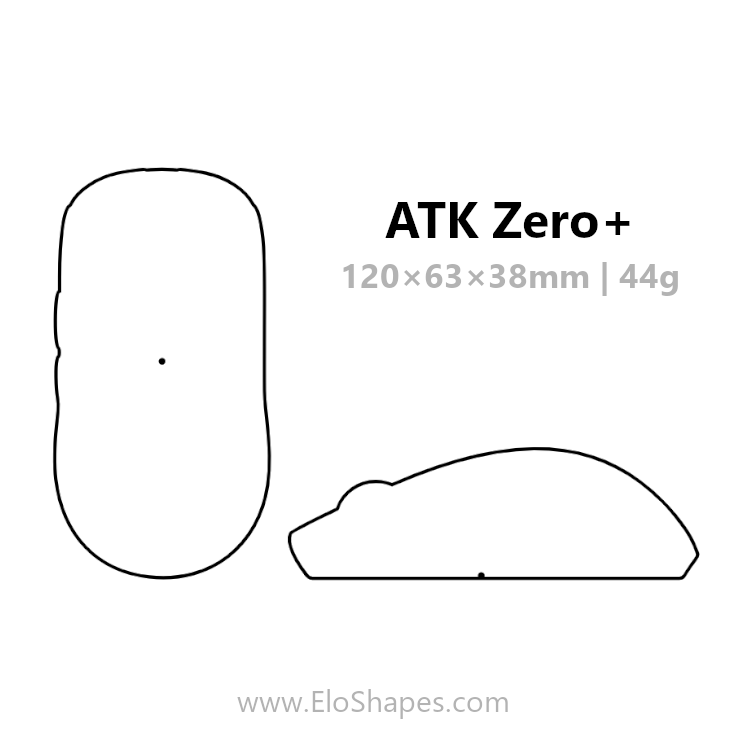 EloShapes's tweet photo. The new ATK Zero+ and ATK Zero Extreme+ have been added to EloShapes!
- 5% off with code ELO
- Size: 120.1 x 63.2 x 38.1 mm
- Weight: 44 grams
- Sensor: PixArt PAW3955 Master
- 50K DPI, 8K Hz, 850 IPS, 75G
- MCU: Nordic 54L15 (Zero+), Nordic 54H20 (Zero Extreme+)
- Switches: ATK Optical
- Encoder: TTC Gold
Available in 3D