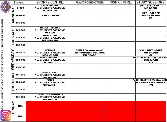 BishopChalloner's tweet photo. 📅 Our Autumn Term 1 PE extra-curricular timetable is live!
All clubs are FREE — no experience necessary. Just turn up, get moving, and try something new ⚽️🏀🎾🏉🏸🏓🏐
Every student, every ability, every opportunity – PE for all @bcpedepartment https://t.co/KYrS3fMn9X