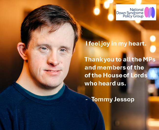 NDSPolicyGroup's tweet photo. The Assisted Dying Bill has been voted down today. We welcome the decision to put safety first, &amp; we too thank all who listened to the concerns raised.
“I feel joy in my heart.
Thank you to all the MPs
and members of the
House of Lords who heard us.” @tommyjessop https://t.co/imogT64vax