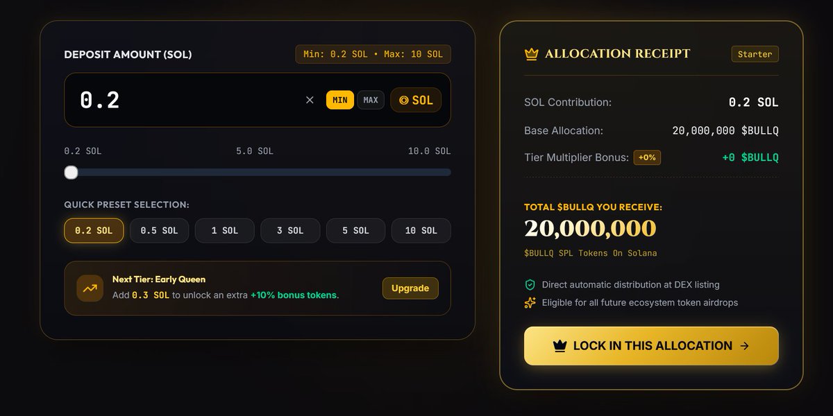 BullQueenX's tweet photo. 👑 20 MILLION $BULLQ Purchase completed for 0.2 $SOL
 
TX - https://t.co/EDH0Wnw1O6

Buy on X
Send SOL To Presales Wallet:
9sFEEGZopB3t81B17LhyjFfYVuU2Q35yZmPFikw48Nq8
Receive $BULLQ

0.2 SOL➡️ 20M $BULLQ
1 SOL     ➡️ 125M $BULLQ 
5 SOL    ➡️ 800M $BULLQ 

Retweet & Drop Solana address for $100 Airdrops