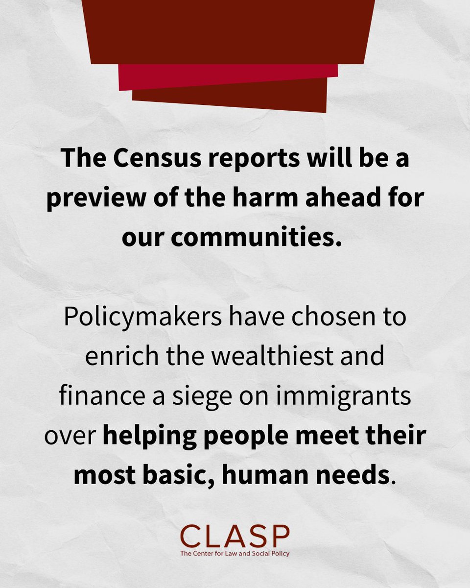 CLASP_DC's tweet photo. On 9/15, the US Census Bureau will release reports on Income, Poverty, and Health Insurance for 2025—foreshadowing rising poverty &amp; further harm to come.

CLASP President Wendy Chun-Hoon details 2025’s systemic failures &amp; what we can expect to see: https://t.co/27fQFMNfZT https://t.co/S3idFrBr93