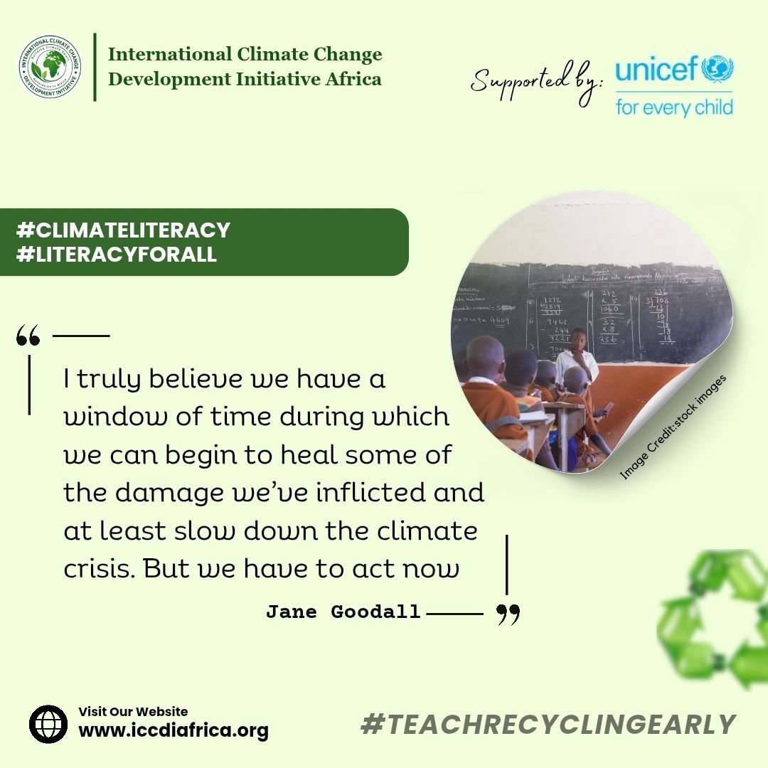 ClimateWed's tweet photo. I truly believe we have a window of time during which we can begin to heal some of the damage we’ve inflicted and at least slow down the climate crisis. But we have to act now — Jane Goodall
#ClimateLiteracy #LiteracyForAll https://t.co/a0yw1gJMxk