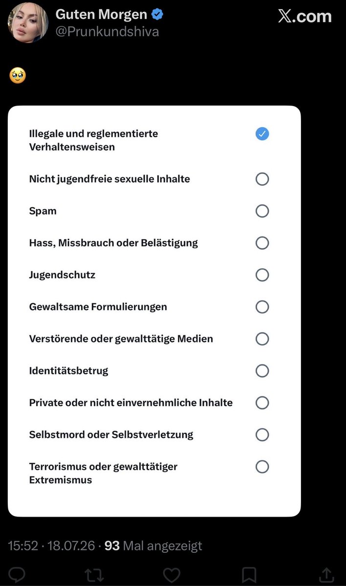 Natalie_Prunk's tweet photo. @jonahkimseiler Denkst du wirklich Shiver verschwendet ihr Zeit mit melden?
Meinungsfreiheit kann so schön sein! https://t.co/Itp462Haxu