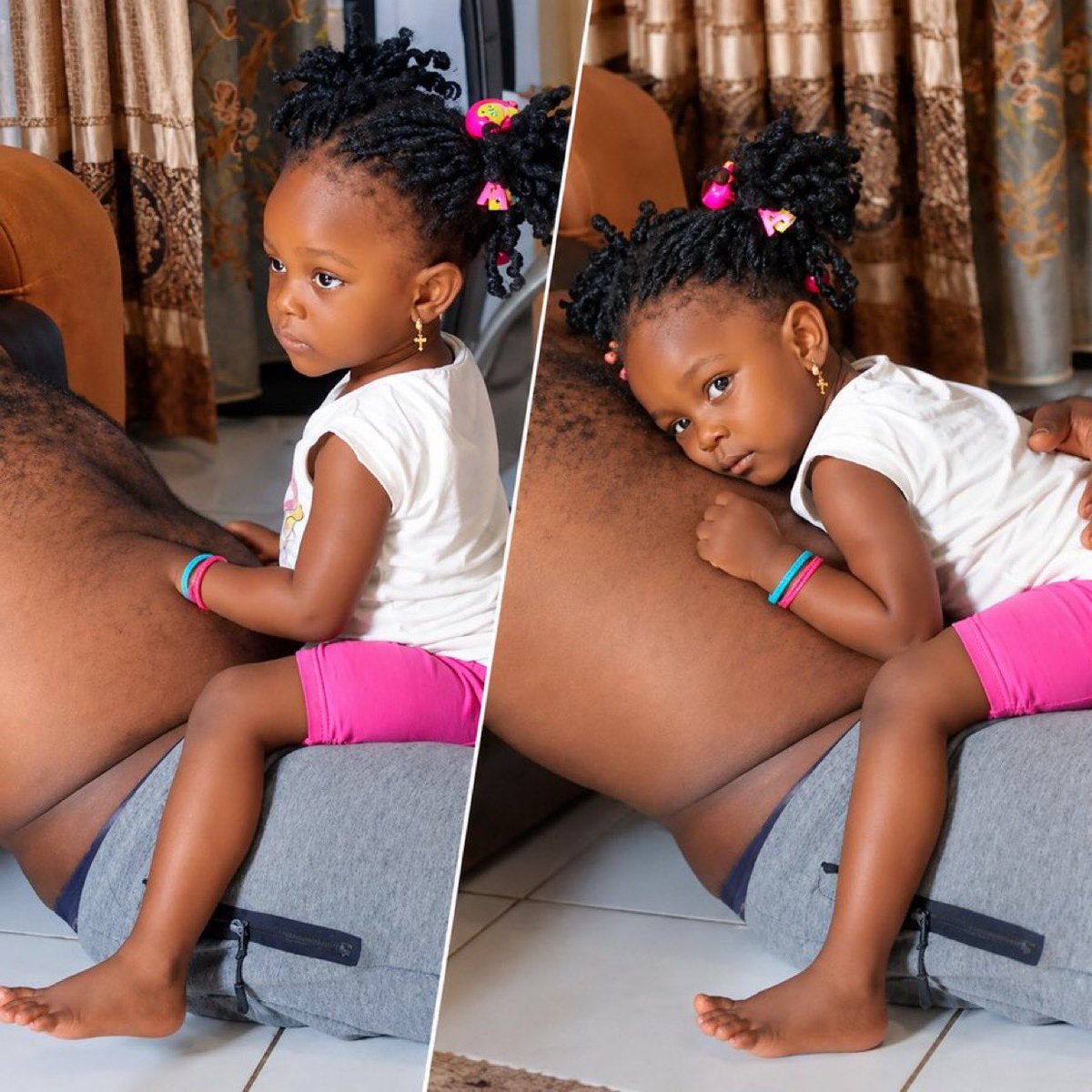 VikyInsights's tweet photo. I have been seeing this picture trending, and honestly, some of the reactions are disturbing.

People are looking at a father carrying or having his daughter on his lap and immediately attaching a sexual meaning to an ordinary father-daughter moment.

Why are we becoming so determined to sexualize everything?

A little girl sitting on her father’s lap shouldn’t automatically become something sinister.

A father carrying his daughter shouldn’t require an explanation. A child hugging her father, sleeping on his chest, holding his hand, sitting beside him or being carried around by him is normal parental affection.

Of course, if there is genuinely inappropriate behaviour, that’s a completely different conversation. Children must always be protected from abuse.

But we shouldn’t create a society where innocent affection between fathers and daughters is viewed with suspicion simply because adults have sexualized the image in their own minds.

Not every physical interaction is sexual. Sometimes a father is simply being a father.

Let’s protect children from abuse without teaching society to see abuse where there is nothing to suggest it.

A child’s innocence shouldn’t be destroyed by an adult’s imagination.