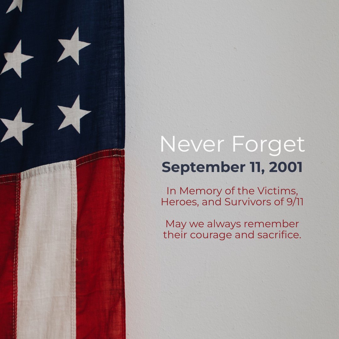 TheOpenSkyGroup's tweet photo. Today, we pause to remember the lives lost on September 11, 2001. We honor the courage of the first responders, the resilience of those affected, and the strength that united our nation. 🇺🇸#NeverForget https://t.co/iov5ssmWfw