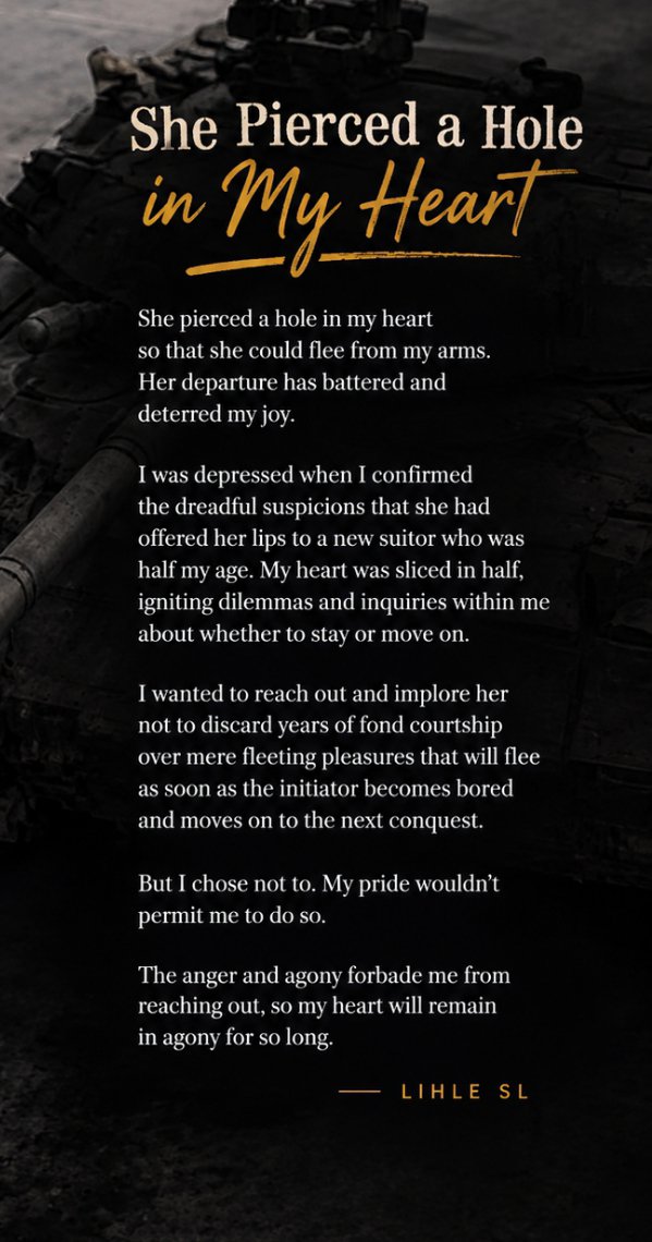 LihleSL's tweet photo. A heartbreak poem for anyone who has ever chosen pride over one last conversation.She left. I wanted to reach out. Pride https://t.co/SzXU4y6cko more of my poetry in my free e-book, The Virtual Diary.
https://t.co/bzDQgKouTn

#Poetry #PoetryCommunity https://t.co/rorzqAjp0f