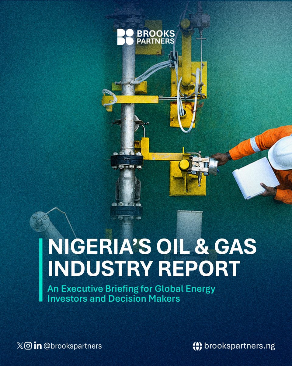 Brooks_Partners's tweet photo. Nigeria’s gas story is changing.

Once oil’s quiet by-product, gas is now at the heart of the country’s energy narrative. Who will lead its commercialisation?

 Explore the full picture in our Nigeria Oil &amp; Gas Industry Report.

#NigeriaOilAndGas #EnergyInvestment #Gastech2026 https://t.co/ghZWUlmJQp