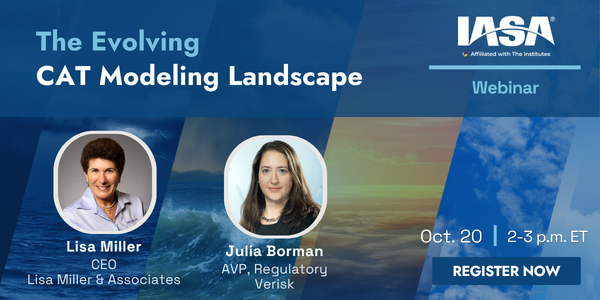 IASAINC's tweet photo. Live webinar featuring Lisa Miller, former Florida Deputy Insurance Commissioner, and Julia Borman, AVP, Regulatory at Verisk.

We'll discuss leading CAT models, expanded peril tracking, and how insurance, reinsurance, and regulation use results. ➡️ https://t.co/AUo8qOUsol https://t.co/dEg5O1UPF8