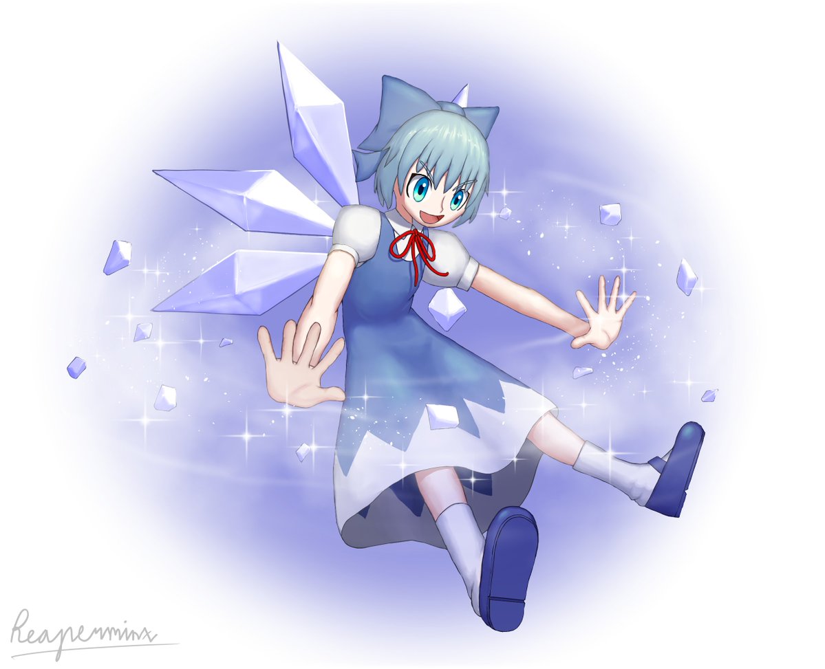 Re_Reapermint's tweet photo. Few days late for Cirno day, but at least i drew the airheaded fairy like this quicker than i expected. #touhou #cirno https://t.co/IVIrP7Ekz4