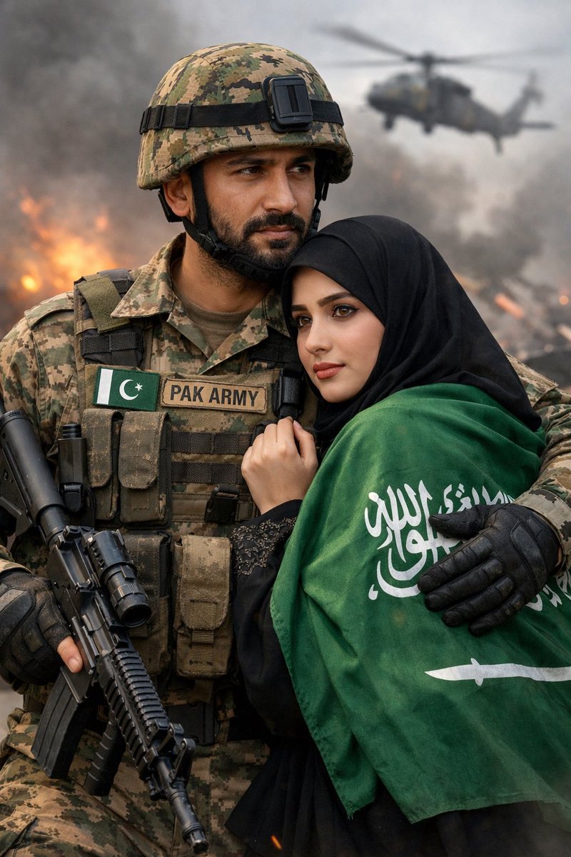 fhzadran's tweet photo. The people of Saudi Arabia will not easily forget what Shehbaz Sharif and Asim Munir supporters did.

After the Mecca defense pact was signed, Team 93k supporters started generating and sharing AI photos of their soldiers hugging Arab women, portraying it as if Pakistan’s military was now responsible for protecting Saudi Arabia and its people.

But now that Saudi Arabia is facing an attack, where is all that promised protection?

The Saudi government may sign agreements with Team 93k or make whatever diplomatic arrangements it wants, but people will remember the embarrassment caused by those supporters especially the disrespectful use of AI generated images involving Saudi women to make political propaganda.

Saudi culture places great importance on the dignity, honor, and protection of women. Turning women into props for military propaganda was deeply disrespectful.

In the end, I sincerely hope peace prevails and innocent people everywhere remain safe.