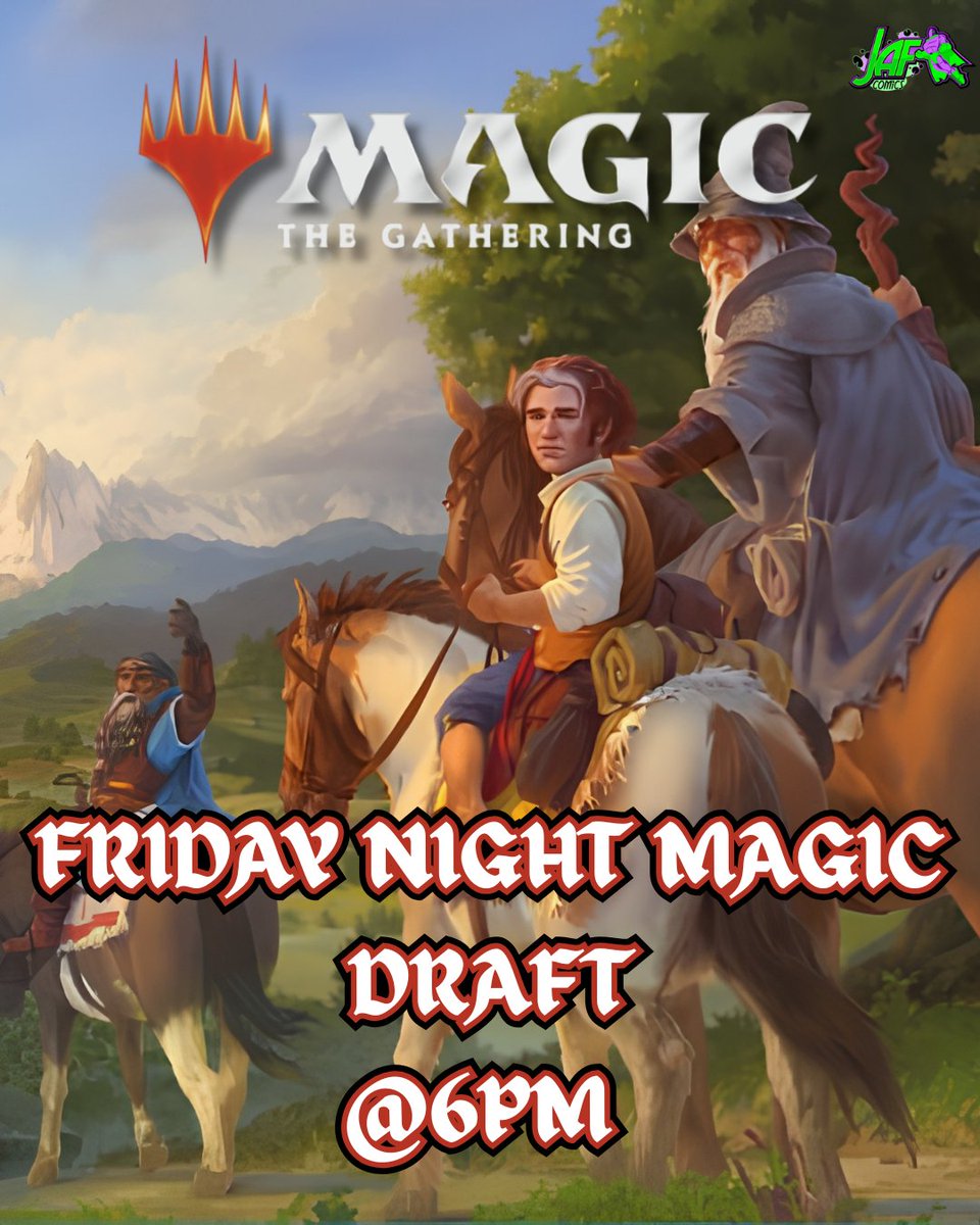 JAFComics's tweet photo. 🧙‍♂️ Friday Night Magic — Draft Night 🧙‍♂️
Fridays @ 6PM | 📍 JAF Comics

Crack packs, draft a deck, and battle it out. Perfect for learning draft or sharpening your skills.

👉 Tag your draft pod. 👥
#MTG #FridayNightMagic #FNM #MTGDraft #MagicTheGathering #JAFComics https://t.co/qjH5GM1Lu7