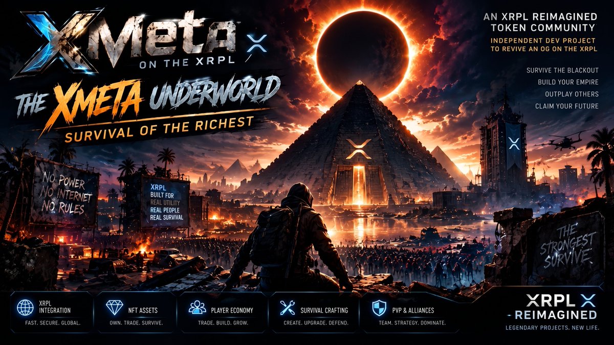 XMetaCommunity's tweet photo. 🚨 INTRODUCING XMETA — THE XMETA UNDERWORLD 🚨

A new chapter in XRPL Reimagined.⚡

🧬 An independent dev project
🎮 A survival-game vision built for the XRPL
🌑 A world of blackout, chaos, competition &amp; survival
�� Survival of the Richest
We’re exploring what happens when XRPL- https://t.co/zIJ4GXkDi6