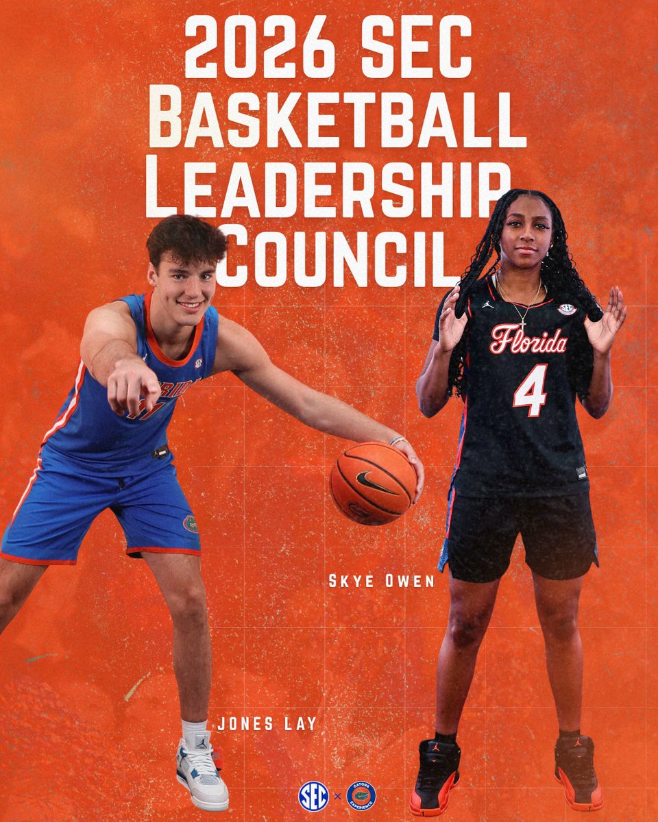 GatorsExp's tweet photo. Jones and Skye making us proud with the SEC this weekend! 🥹🏀🐊

#GatorsLead https://t.co/MtZB12kcpG
