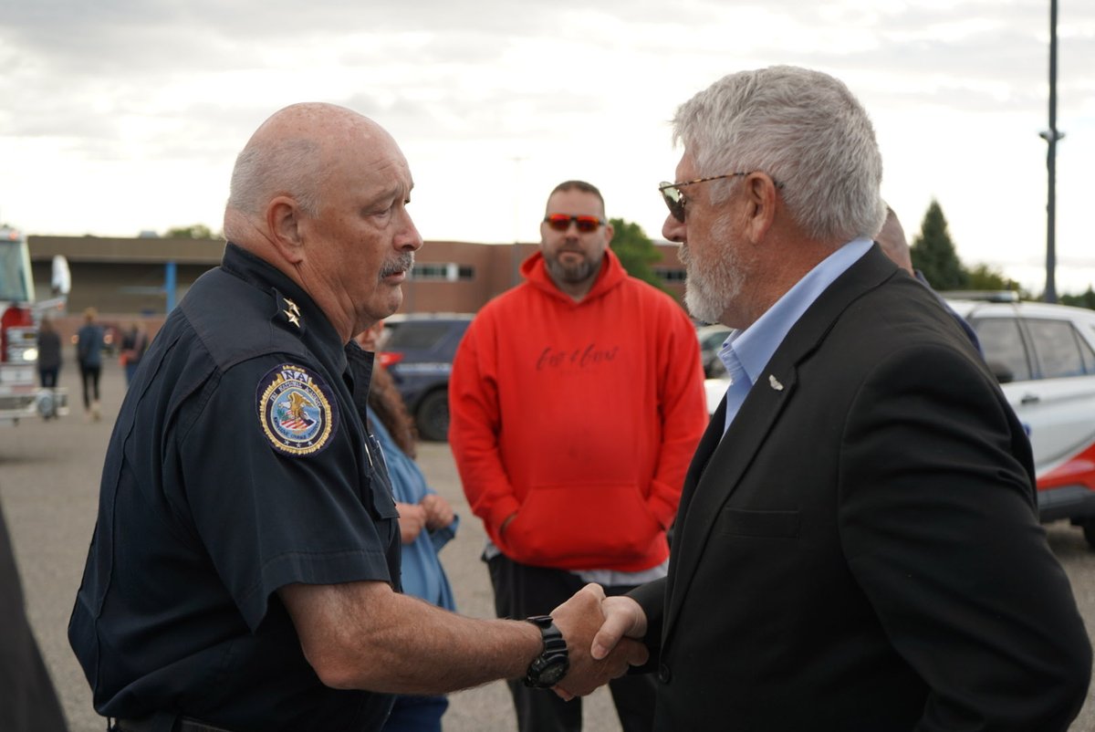 RepTroyDowning's tweet photo. Twenty-five years later, we still remember.

Today, at MSU Billings, I attended a 9/11 remembrance ceremony honoring the lives lost and the first responders who ran toward danger.

Behind us are replicas of the Twin Towers and steel recovered from Ground Zero. We will never forget.