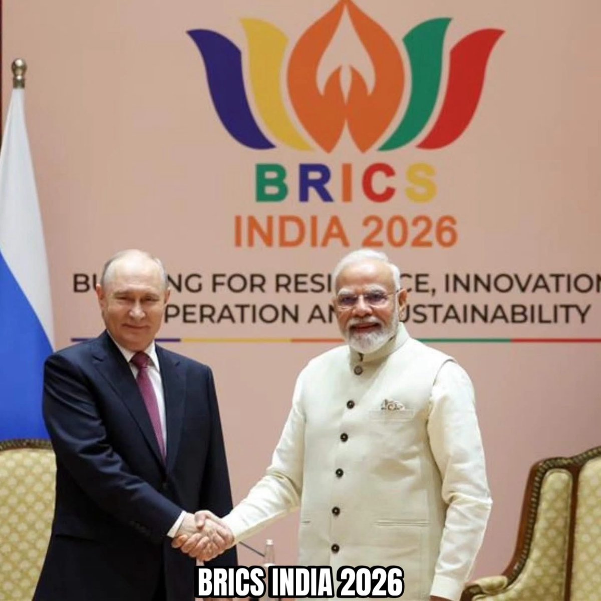 Ranvijay40's tweet photo. Yeh sirf tasveerein nahi, itihaas hai!
BRICS India 2026 me Modi-Putin ki dosti ne ek baar phir duniya ko sandesh diya - Bharat ab global decisions ka centre hai.
Jai Hind! 🇮🇳
#brics2026 #modi https://t.co/z0ldtVSPY9