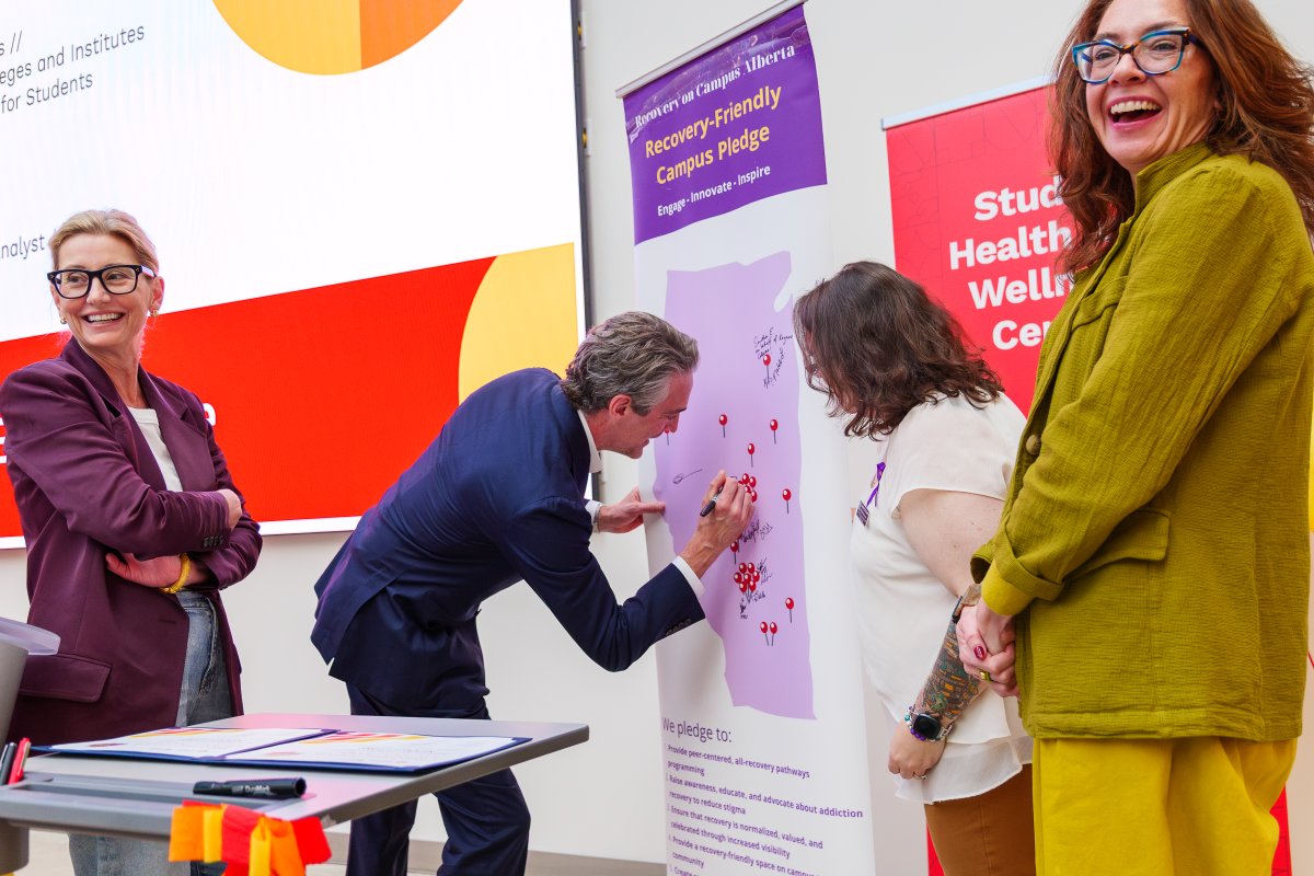 NorQuest's tweet photo. Yesterday, we held an event to officially launch our new Student Health and Wellness Centre (formerly the Centre for Growth and Harmony) and sign the Recovery-Friendly Campus (RFC) Pledge in partnership with Recovery on Campus Alberta. https://t.co/0hnLKcWTel