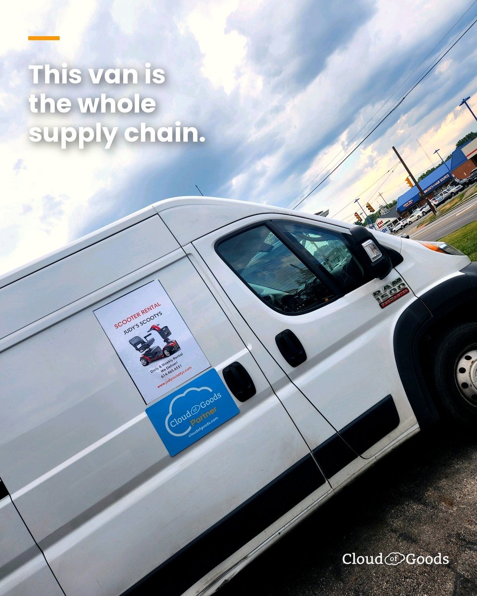 cloudofgoods's tweet photo. This is Judy's van, and if you book a scooter anywhere around Columbus this is what pulls up outside your hotel.

Judy runs Judy's Scootys, and she's been with us long enough now that both logos have ended up on the same door, which is really the whole model in one photo. There's no warehouse behind any of this and no fleet parked in a depot somewhere, just around 600+ people like Judy who already own the equipment and already know which entrance your hotel wants you to use and which door the cruise terminal will send you to.

That's what we mean when we say local, and it's most of the reason any of it works.
#PartnerSpotlight #Columbus #LocalPartners #AccessibleTravel