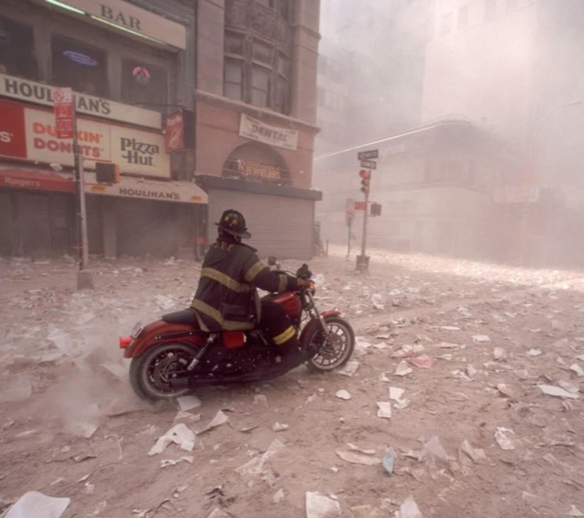 specialopsmag's tweet photo. On the morning of September 11, 2001, FDNY firefighter and Navy veteran Tim Duffy was tuning his 2000 Harley Davidson Super Glide Sport when the first plane hit. He put the plug back in, pulled on his FDNY shirt, and rode toward lower Manhattan.

Shortly after he got to the firehouse and put on his gear, the South Tower fell. As he drove toward the rubble, a photographer captured him on the motorcycle in full gear. After he arrived, the North Tower came down and buried him. He clawed free and went back to work. In the first hour he lost nearly three dozen friends. Months of recovery followed.

The motorcycle made it through that day. Duffy kept riding it for years, later putting it in service of 1 Soldier 1 Dog 1 Team, the group he started to match shelter dogs with veterans and first responders living with PTSD. This year the bike went into the Harley Davidson Museum in Milwaukee. 

Duffy also served as Grand Marshal at Sturgis. He still shrugs off the word “hero.” He says he had a job to do.