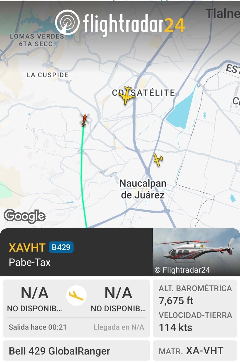 GuillermoJB's tweet photo. Tráfico aéreo (11/09/2026)
Sobrevuelo a de entrenamiento (por motivo del proximo 16 de septiembre) de aeronaves de la FAM en zonas de la Cdmx y Edomex. 
Además de aviación comercial y helicópteros.

Vuelan a diferente altitud, aunque se observen que están muy cercas entre ellos. https://t.co/IEDPFP2UM6