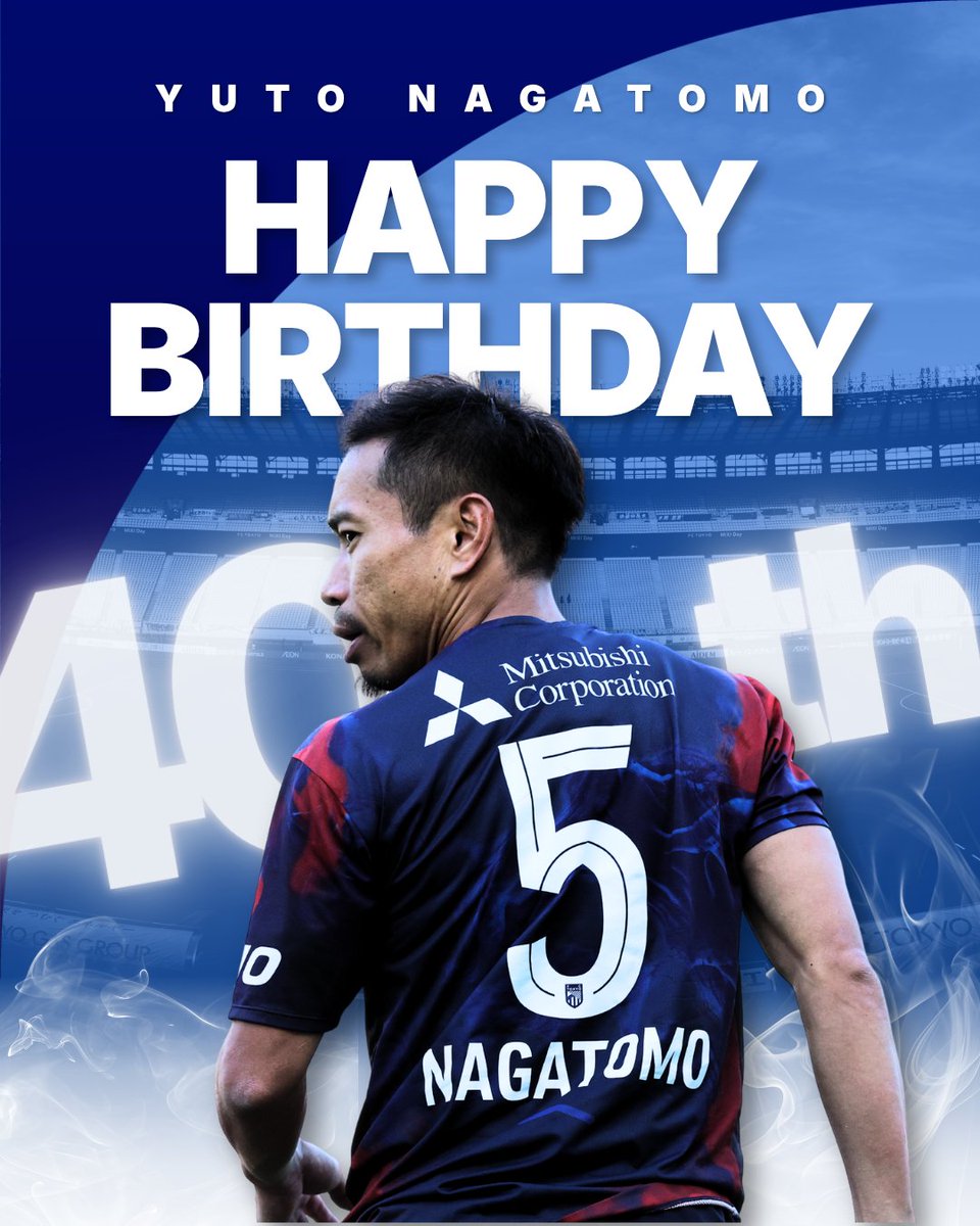 J_League's tweet photo. 𝟒𝟎𝐭𝐡 𝐛𝐢𝐫𝐭𝐡𝐝𝐚𝐲

本日9月12日は
FC東京
長友佑都 選手の40歳の誕生日です👏

長友選手、
おめでとうございます🎊

@YutoNagatomo5
@fctokyoofficial
#Ｊリーグ https://t.co/JurshNPR8F
