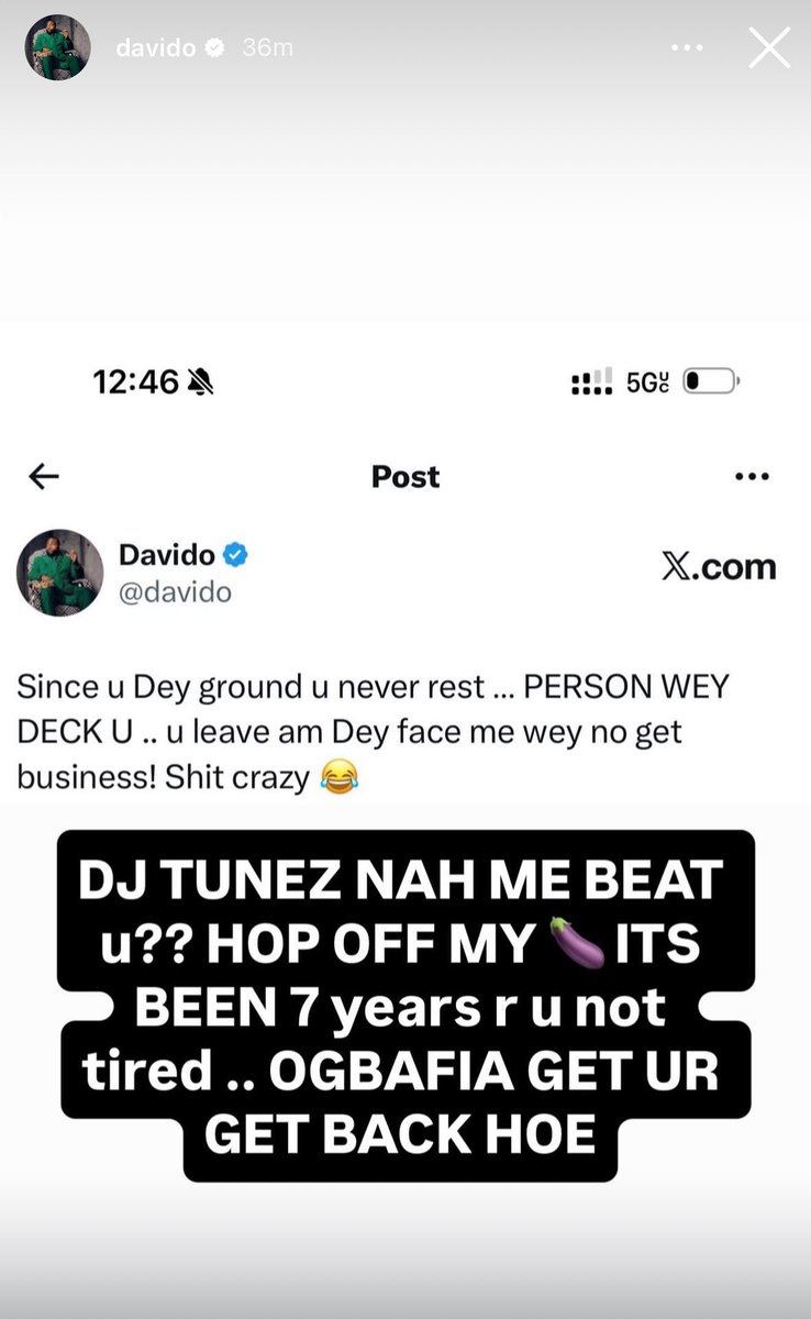 1BENNY7G's tweet photo. DAVIDO IS COOKING DJ TUNEZ ON IG. OGBAFIA DEY FOR GROUND. 😂😂😂😂😂 https://t.co/JplZBRi8Be