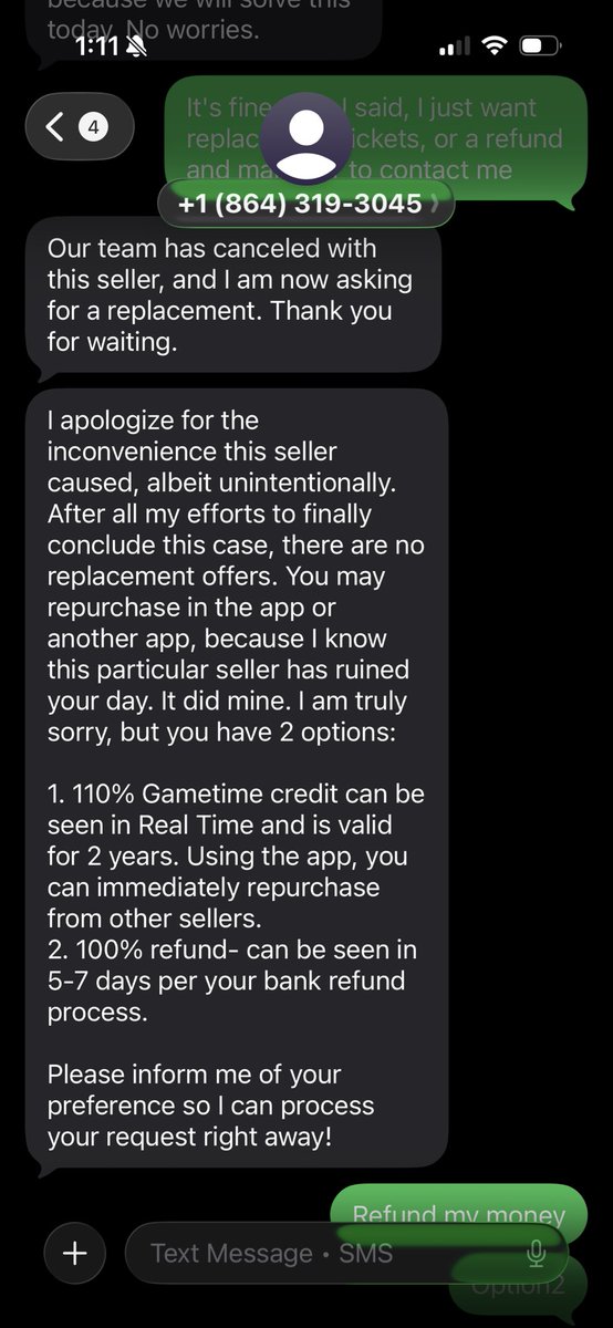 NKQuatre's tweet photo. I just got scammed by a seller on @Gametime, and Gametime’s loopholes helped them do it. Here’s how:

I bought tickets in June for a concert in Toronto tonight (9/11). A few weeks later, tickets were delivered—the wrong ones, for a show in Nashville. I told Gametime. They contacted the seller, the seller cancelled, and I was told to wait for a @Ticketmaster link.

I contacted Gametime three times in July because the tickets never arrived as promised. Each time I was promised an update. No update ever came.
For the buyer, Gametime’s rigid rules don’t allow a refund. Their system treated the order as delivered because I had received tickets—just the wrong ones.

Gametime advertises that it’s not unusual to get tickets 48–24 hours before an event. I called 48 hours out and was told to call in 24. I called yesterday and was told to call today.

I could see the red flags in July. Their policy basically requires the buyer to trust the seller until it’s too late. You have no option but to wait and hope.
After my sixth contact today, Gametime finally agreed this was a scam, not a replacement issue. I could have bought elsewhere on platforms with better consumer policies, but Gametime’s process helped the scammer and accepted their story until the day of the event.

Scams aren’t new. Gametime isn’t new. If I could see this two months ago, why couldn’t they?

I was offered 110% site credit or my money back. The hassle of following their process is worth far more than 10% of the purchase. Customer service repeated the seller’s false information.

Currently waiting on a full refund. Cancelling tonight's plans, except if @StubHub @SeatGeek @TickPick y'all have any real ground-floor tickets for President band tonight?