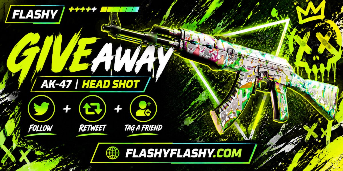 flashyflashycom's tweet photo. WKND GIVEAWAY !!! AK-47 Head Shot !

To win:
✅ Visit for free codes: https://t.co/EmdZFb87B5
✅ Retweet
✅ Tag a friend 
✅ Follow us https://t.co/vuVQbEeDBV