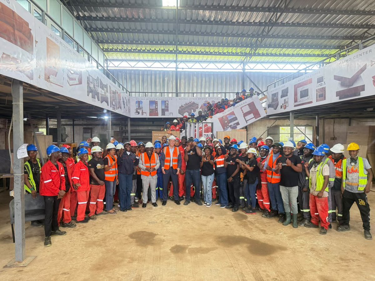 MattWoods_UK's tweet photo. What an inspiring visit! Leoni came back to 🇨🇲 after years in 🇬🇧 to start furniture company Maimo in Douala… now with 100s of employees, full order book, and plenty of passion. 

If you’re also a “UK alumnus” in any way, get in touch! 

Bhc.yaounde@fcdo.gov.uk https://t.co/yNvAKoTTj7