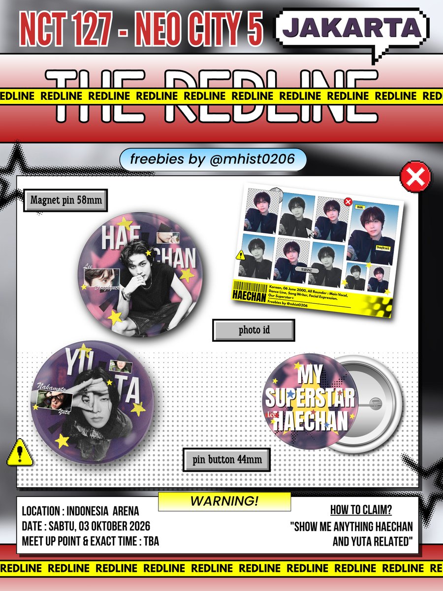 mhist0206's tweet photo. 🔥 𝙽𝙴𝙾 𝙲𝙸𝚃𝚈 5 : 𝙹𝙰𝙺𝙰𝚁𝚃𝙰 – 𝚃𝙷𝙴 𝚁𝙴𝙳𝙻𝙸𝙽𝙴 🔥

⚠️ Freebies by @mhist0206
– For SFS &amp; Yutami

🗓️ : 3 Oktober 2026
📍 : Indonesia Arena
⏰ : TBA

Rt &amp; Likes are appreciated💚
See youu!

#NCT127 #THE_REDLINE_JAKARTA #NCT127_5TH_NEOCITY_THE_REDLINE https://t.co/QSc57EO5VT