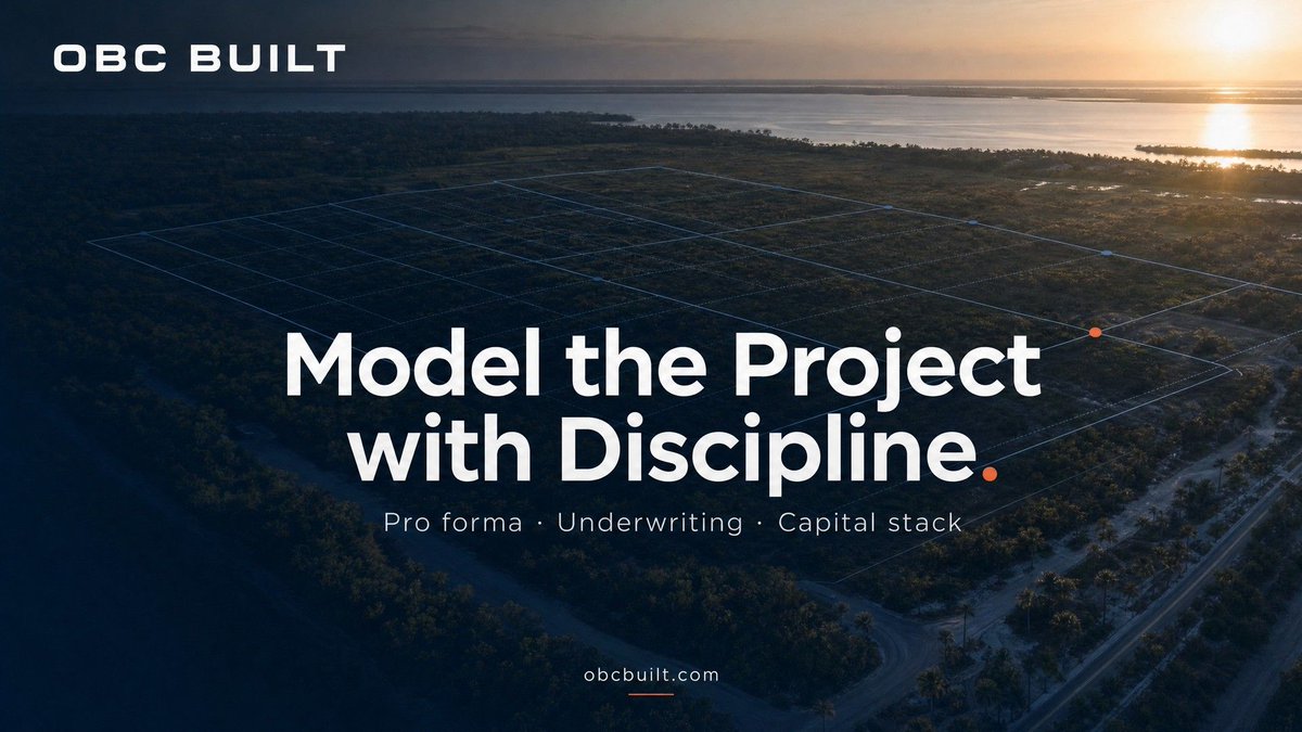 OBCBuilt's tweet photo. Model the project with discipline.

Pro formas, underwriting &amp; capital-stack structuring for Florida development.

https://t.co/mr3p5qGuS7
Eng. Reg. 39732 | GC Lic. CGC 1520090
#ProForma #Development https://t.co/QAS2nTjwVl