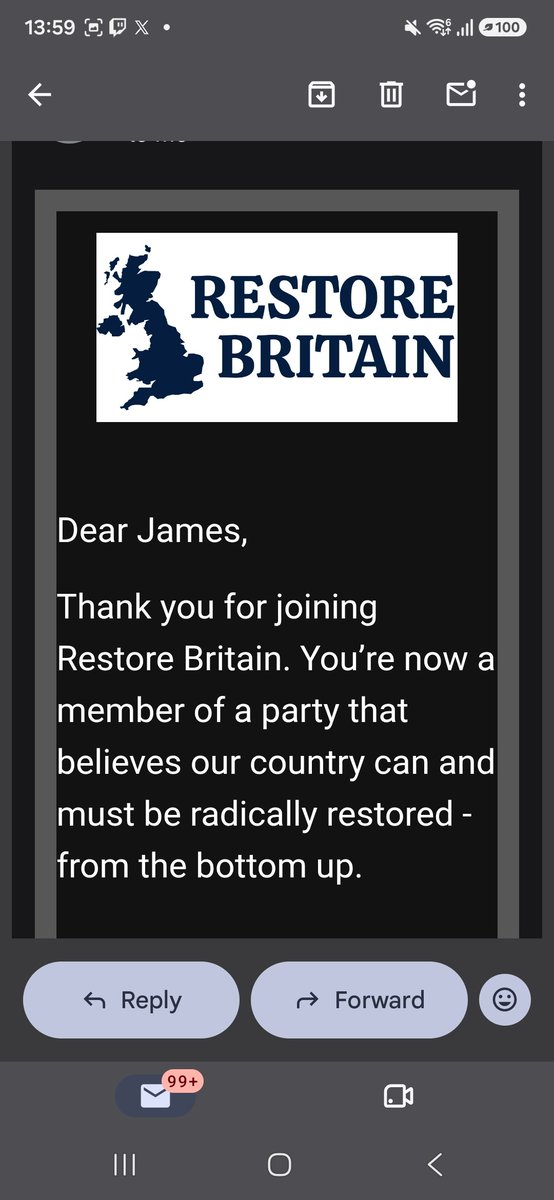 FknSickOfBs's tweet photo. Well officially a member of @RestoreBritain now. Mr @RupertLowe10 sir. Please be everything you say you are. And give a thanks to @MrsMckC for nudging me over. https://t.co/MghgK3LqjD