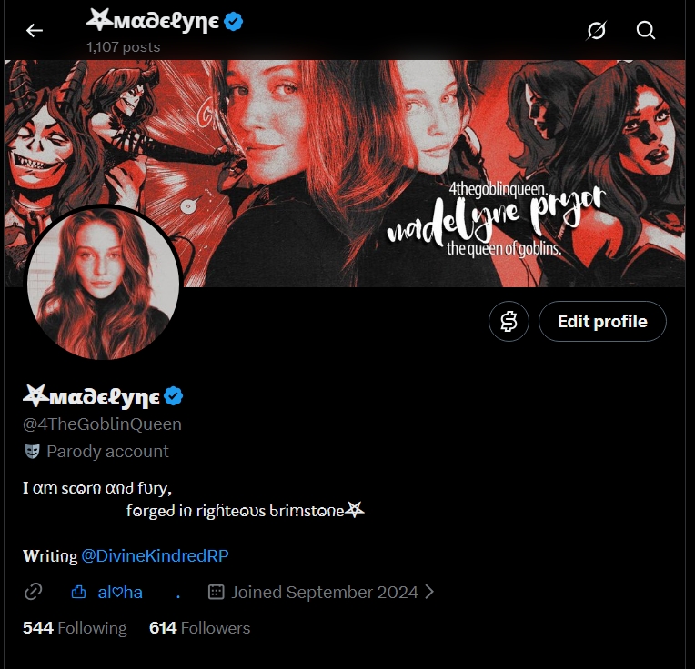kaiatvought's tweet photo. 𝗦𝗽𝗼𝘁𝗹𝗶𝗴𝗵𝘁 𝗼𝗻 𝗺𝘆 𝗠𝗮𝗿𝘃𝗲𝗹 𝗠𝘂𝘀𝗲𝘀 (Part 1)

Feel free to ♡︎/⟳ !

@4TheGoblinQueen     𝗠𝗮𝗱𝗲𝗹𝘆𝗻𝗲 𝗣𝗿𝘆𝗼𝗿 (𝗚𝗼𝗯𝗹𝗶𝗻 𝗤𝘂𝗲𝗲𝗻)
@xThe_WhiteQueen      𝗘𝗺𝗺𝗮 𝗙𝗿𝗼𝘀𝘁 (𝗪𝗵𝗶𝘁𝗲 𝗤𝘂𝗲𝗲𝗻)
@invisi_storm                   𝗦𝘂𝘀𝗮𝗻 𝗦𝘁𝗼𝗿𝗺 (𝗜𝗻𝘃𝗶𝘀𝗶𝗮𝗯𝗹𝗲 𝗪𝗼𝗺𝗮𝗻)
@xSouthernSugahx     𝗥𝗼𝗴𝘂𝗲 (𝗔𝗻𝗻𝗮-𝗠𝗮𝗿𝗶𝗲)