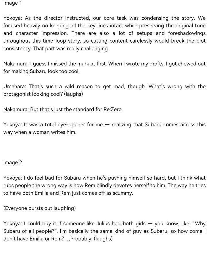 ccsbuluo's tweet photo. @Mono1Myth @ybaBeulB2023 He definitely said that in the August 23, 2016 interview, but later on in the same interview, he also mentioned that he actually likes Subaru. So for me, I'm just genuinely furious about how utterly mediocre he made this episode. https://t.co/d5zGjXeQ64