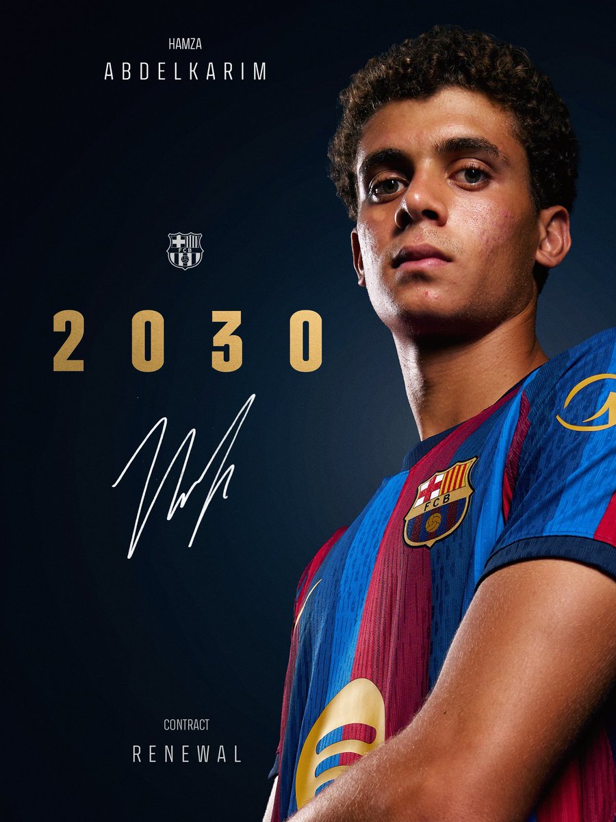Mira5q's tweet photo. 𝗔𝗴𝗿𝗲𝗲𝗺𝗲𝗻𝘁 𝗳𝗼𝗿 𝘁𝗵𝗲 𝗿𝗲𝗻𝗲𝘄𝗮𝗹 𝗼𝗳 𝗛𝗮𝗺𝘇𝗮 𝗔𝗯𝗱𝗲𝗹𝗸𝗮𝗿𝗶𝗺

توصل نادي برشلونة واللاعب حمزة عبد الكريم إلى اتفاق لتجديد عقد اللاعب المصري حتى 30 يونيو 2030. https://t.co/etglwc84Fk