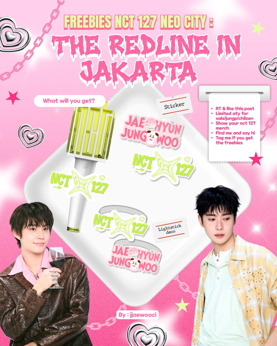 jjaewooci's tweet photo. 𐙚 FREEBIES NCT 127 NEO CITY - THE REDLINE in Jakarta 𐙚 
by @jjaewooci 

rt like are appreciated

🗓Saturday, Oct 3rd 2026
📍Indonesia Arena

details on pict
tag me if you got the freebies💗

#NCT127   #THE_REDLINE
#NCT127_5TH_NEOCITY_THE_REDLINE https://t.co/DxUtzESYjh