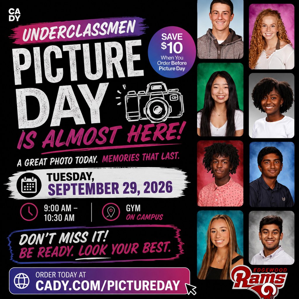 EHSRAMS's tweet photo. Edgewood Underclassman:  Get ready for picture day! https://t.co/H6Bd19Zjyb