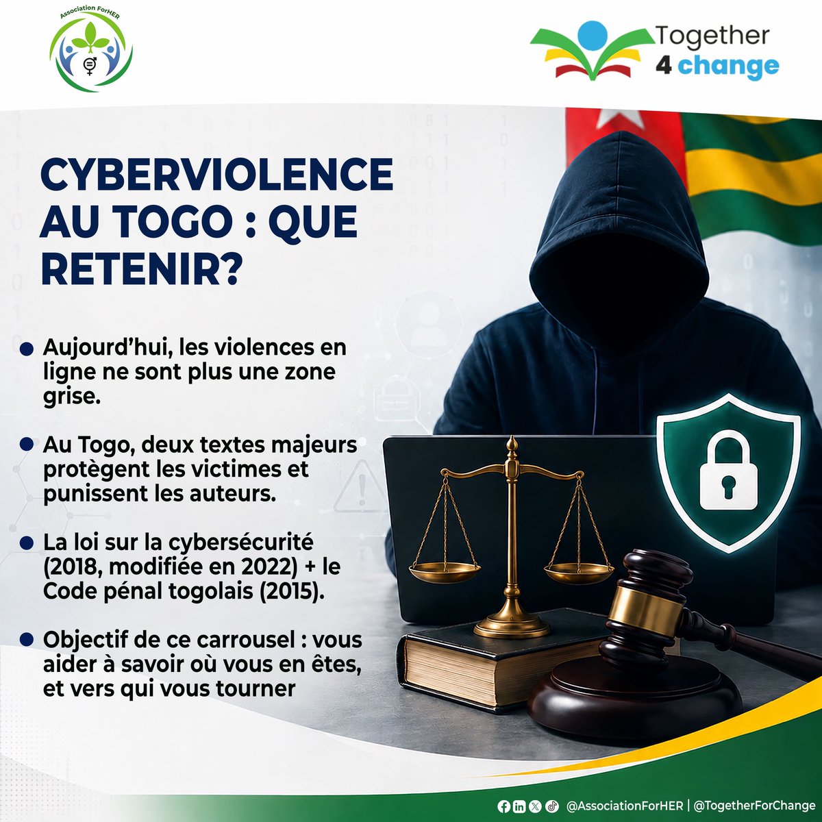 AssoForher's tweet photo. Et bien chers amis, nous avons parcouru les formes de cyberviolences, appris à les identifier et découvert les bons réflexes pour mieux s'en protéger.
Alors, que dit la loi concrètement ? Auteur de cyberviolences, quelles sont les peines encourues ? Victime ou témoin, que faire? https://t.co/8QJ1YTFUAQ