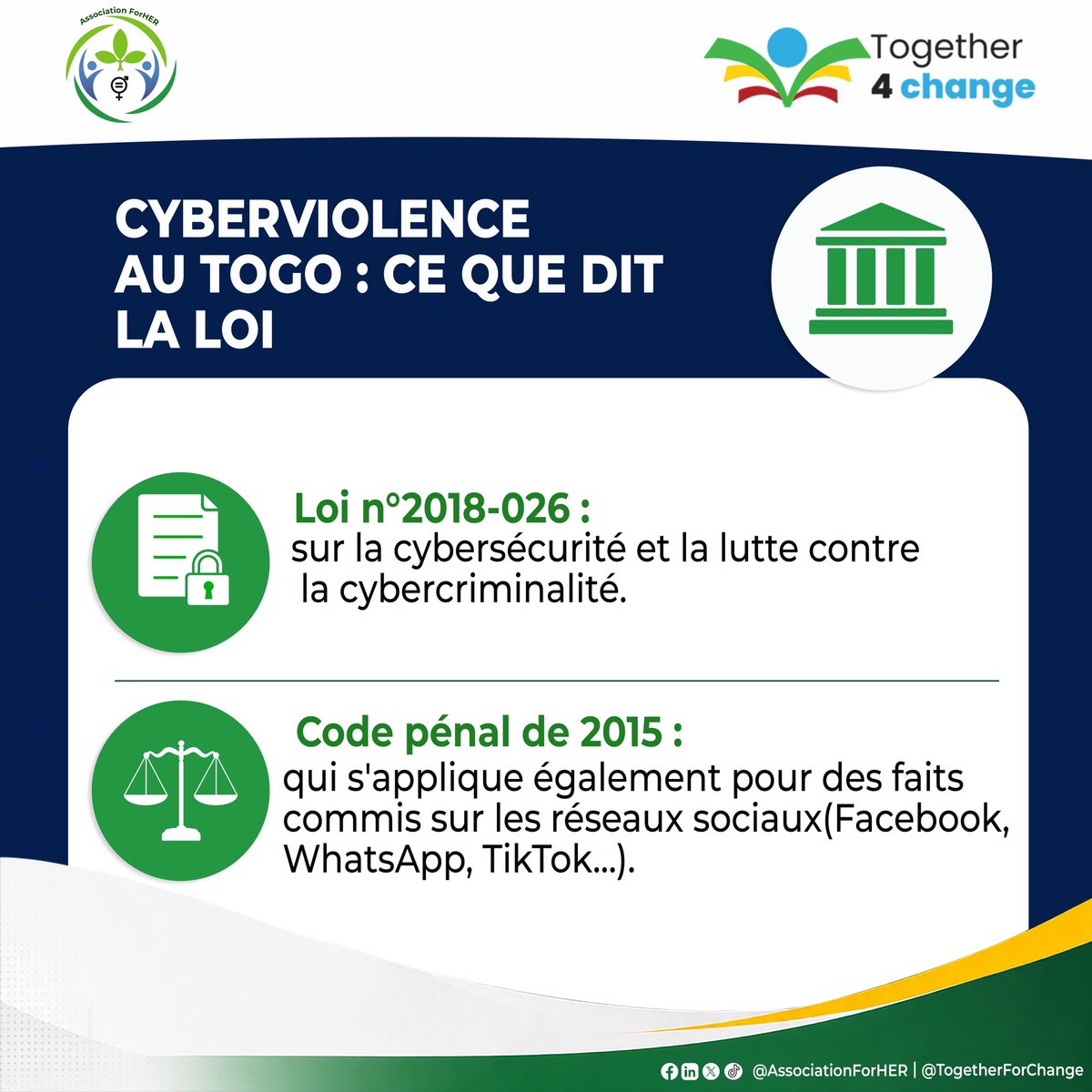 AssoForher's tweet photo. Et bien chers amis, nous avons parcouru les formes de cyberviolences, appris à les identifier et découvert les bons réflexes pour mieux s'en protéger.
Alors, que dit la loi concrètement ? Auteur de cyberviolences, quelles sont les peines encourues ? Victime ou témoin, que faire? https://t.co/8QJ1YTFUAQ