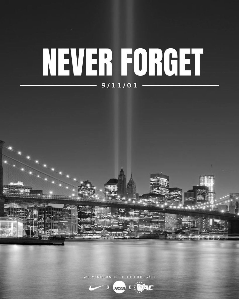 DubC_Football's tweet photo. Today, Wilmington Football remembers the 2,977 people who lost their lives 25 years ago during the attack on 9/11. 

#neverforget🇺🇸 https://t.co/dHIhFEFbR7