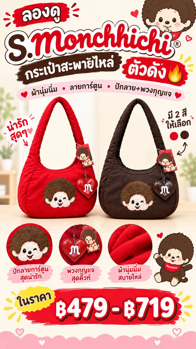 JackJae_Chaky's tweet photo. 👜❤️ Monchhichi น่ารักเกินต้าน!
กระเป๋าสะพายไหล่ผ้านุ่ม มีลายปัก + พวงกุญแจสุดคิวท์ 🥰
มี 2 สี ❤️❤️🤎🤎

พิกัด📌
Shopee: https://t.co/NwxgcyMkXb
Lazada: https://t.co/PYtdUOL1Fd https://t.co/rHspzkyjGV