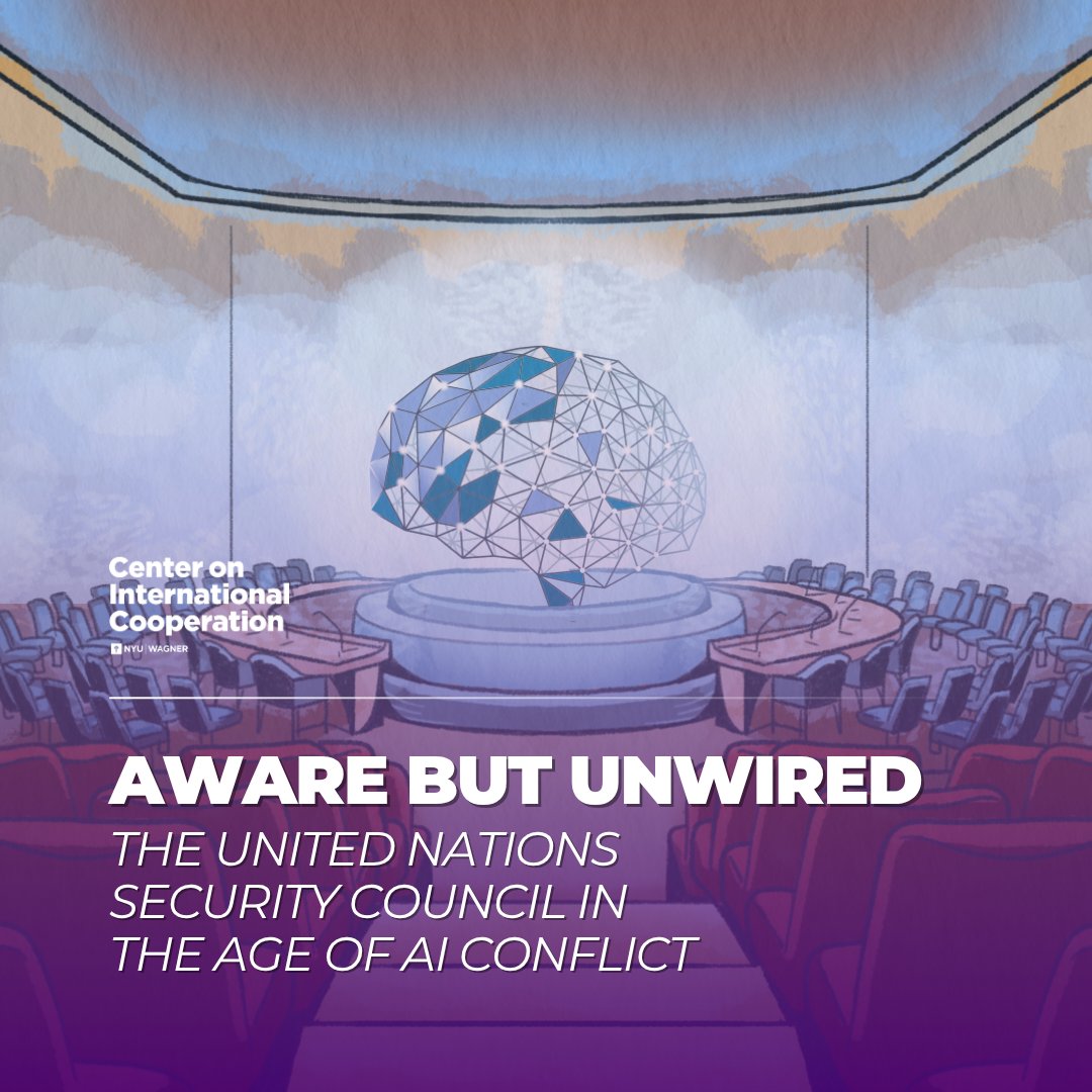 nyuCIC's tweet photo. 🤖 AI is already reshaping international peace and security. But is the UN Security Council equipped to respond?

⚠️ AI is transforming military operations while lowering barriers to cyberattacks, disinformation, sanctions evasion, and other forms of disruption. Yet it also offers powerful tools for conflict prevention, early warning, mediation, peacebuilding, and peacekeeping.

The Security Council is increasingly aware of these risks and opportunities, but remains institutionally “unwired” to address them.

📝 In a new piece, #NYUCIC’s Thibault Camelli, Dr. @augustinasiman of Moldova State University 🇲🇩, and @Branka2Panic of @AI4Peace identify 5️⃣ practical gaps limiting the Council’s response to AI-enabled conflict. They offer realistic proposals for adapting its existing architecture, from recurring expert briefings and stronger country-specific analysis to improved monitoring and the responsible use of AI in peace operations.

⚖️ They also examine the Council’s emerging normative role, including how its debates can advance concepts such as “meaningful human control” and help shape future international law and AI governance frameworks.

AI is changing the nature of peace and conflict. The fundamental question is whether the Security Council can move from awareness to action and become institutionally wired for the AI era.

🔗 Read the full piece: https://t.co/8hmSoQde01 

#ArtificialIntelligence #UnitedNations #UNSecurityCouncil #PeaceAndSecurity #Multilateralism
