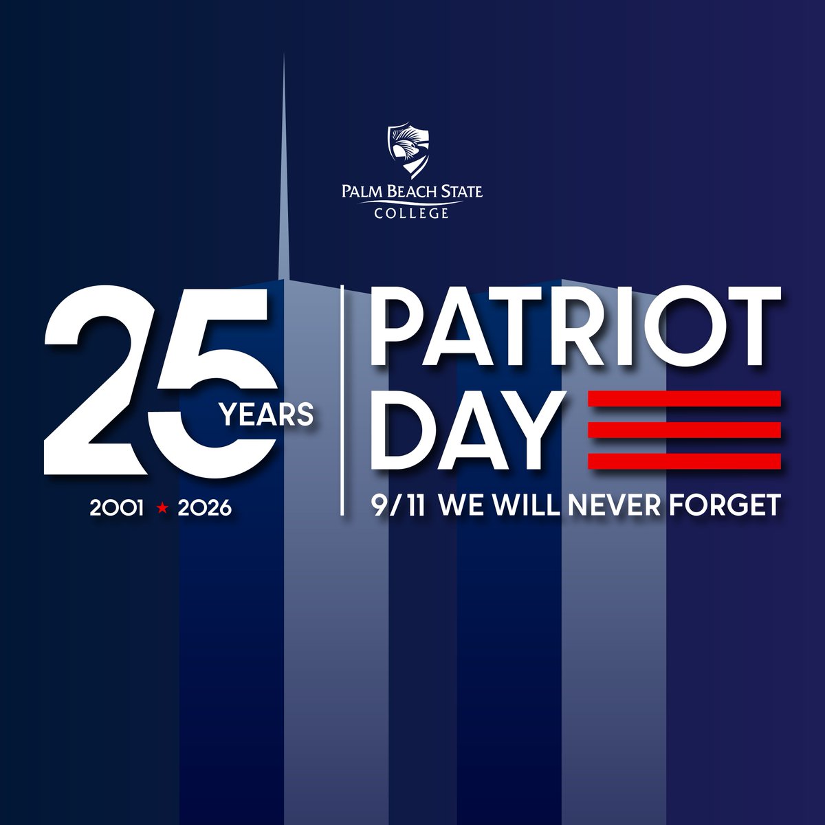 PBStateCollege's tweet photo. Twenty-five years later, our College community pauses to remember September 11, 2001.

We honor the lives lost, those who served with courage and all whose lives were forever changed.

We remember. We honor. We will never forget. https://t.co/jYfOqAc25A
