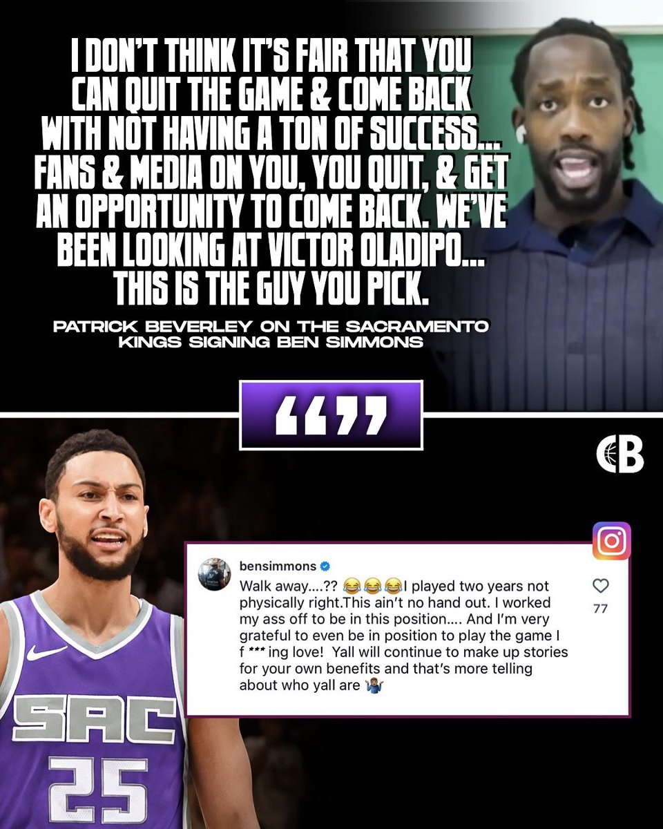 TheDunkCentral's tweet photo. Ben Simmons calls out Pat Bev 😳
(h/t @CourtsideBuzzX ) https://t.co/hyd9IFdc9U