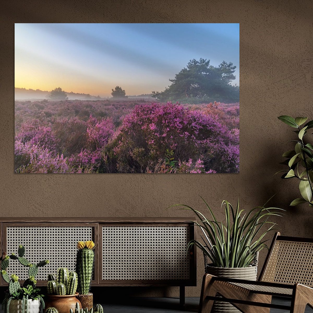 sjo_nl's tweet photo. Zonsopgang boven een heidelandschap tijdens een prachtige zomerochtend voor aan de muur: https://t.co/0j7tNnKgzz via @werkaandemuur #heide #heidebloei https://t.co/cQRwuW3oL1
