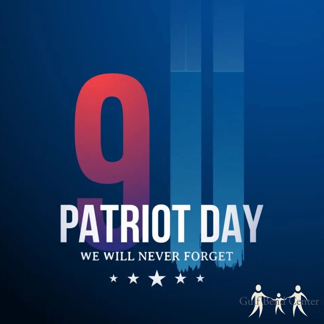 GulfBend's tweet photo. Today, we honor the lives lost on Sept. 11, 2001, and all who responded, survived &amp; were forever changed.

We remember their courage, strength &amp; resilience—&amp; the importance of caring for one another.

At Gulf Bend Center, no one has to face difficult moments alone. 

#NeverForget https://t.co/NH1GCd0h20